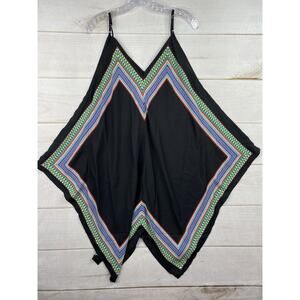 Lily White Handkerchief Dress Sz XL Black Spaghetti Strap Lightweight Flowy